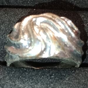 Vintage Silver Tone Wave Band Ring By Preco/Unisex